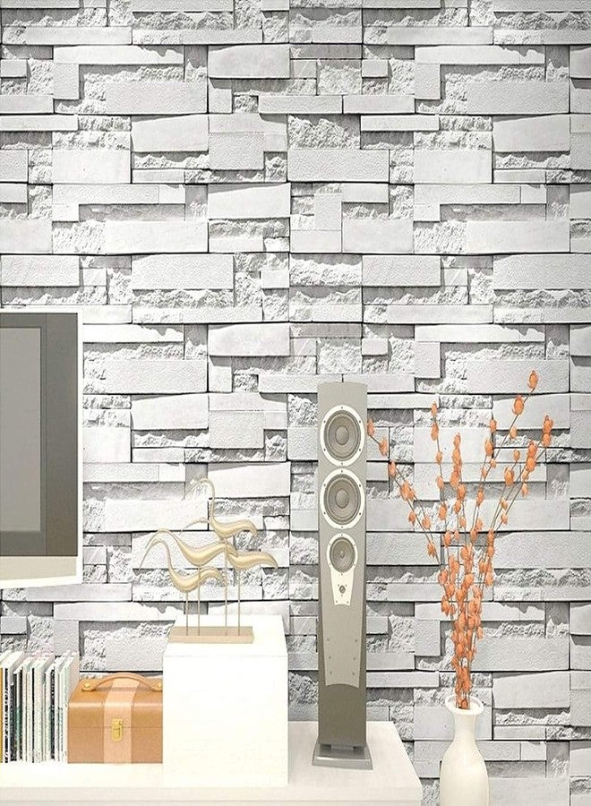 Wegopro 3D Grey White Brick Stone Peel and Stick Home Wallpaper, PVC Self Adhesive Wall Decor for Living Room, Hall, Restaurant (300 x 45 cm) (Gray White Brick) - Image 5